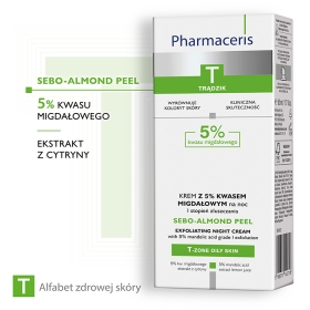 Pharmaceris T SEBO-ALMOND PEEL Krem z 5% kwasem migdałowym na noc I stopień złuszczania 50 ml